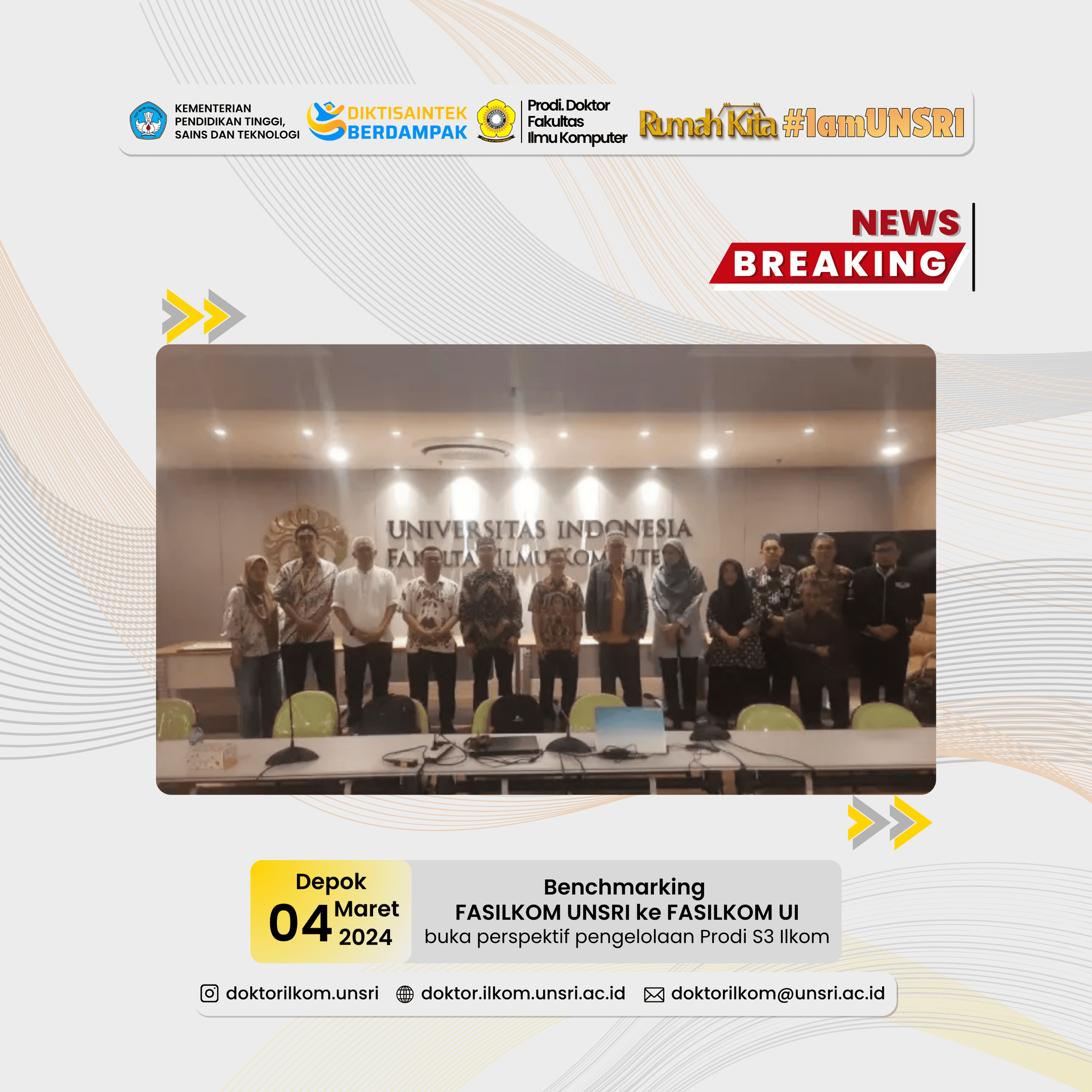 Fakultas Ilmu Komputer Universitas Sriwijaya Benchmarking ke Fakultas Ilmu Komputer Universitas Indonesia untuk Penguatan PTNBH dan Prodi S3 Ilmu Komputer