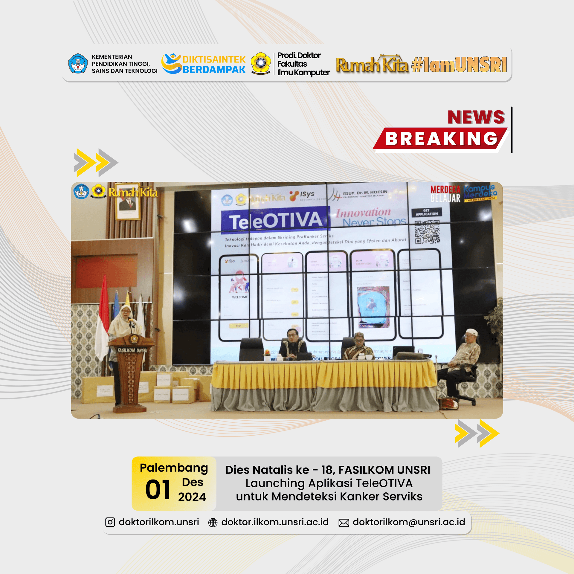 Fakultas Ilmu Komputer Universitas Sriwijaya Luncurkan TeleOTIVA, Aplikasi AI untuk Deteksi Dini Kanker Serviks