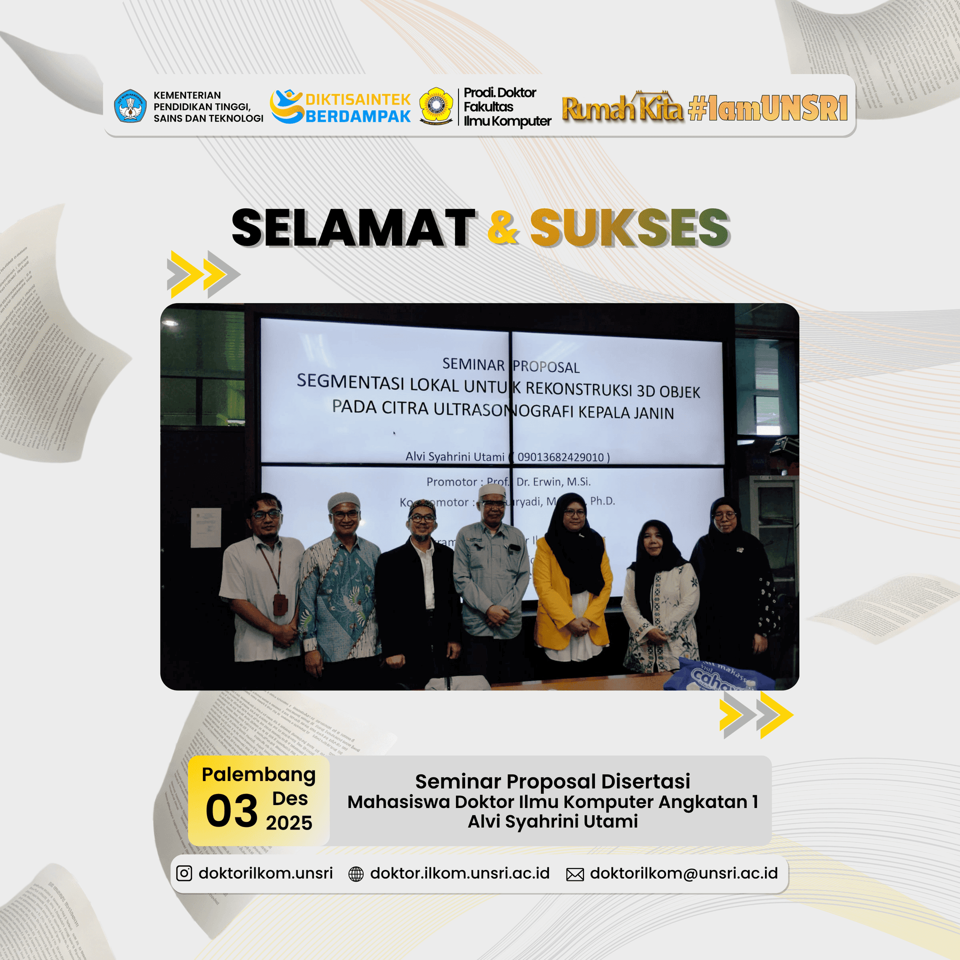 Mahasiswa Doktor Ilkom UNSRI Kembangkan Metode Segmentasi Lokal untuk Citra USG Janin