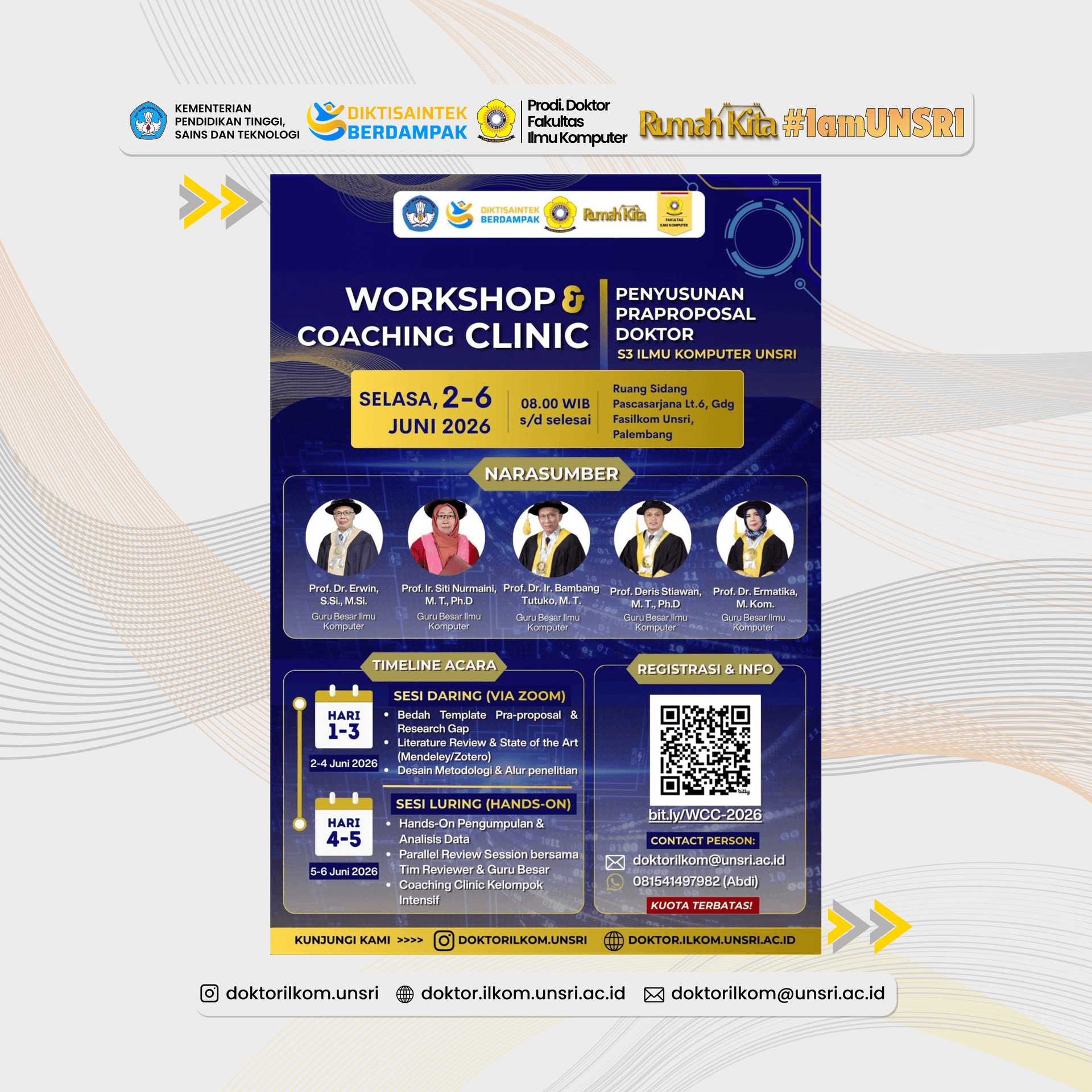 Program Doktor Ilmu Komputer UNSRI Gelar Workshop dan Coaching Clinic Penyusunan Praproposal Doktor 2026